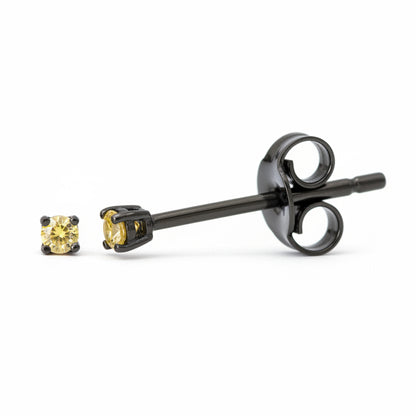 14K Gold 1mm Solitaire Yellow Sapphire 4 Prong Stud Earrings