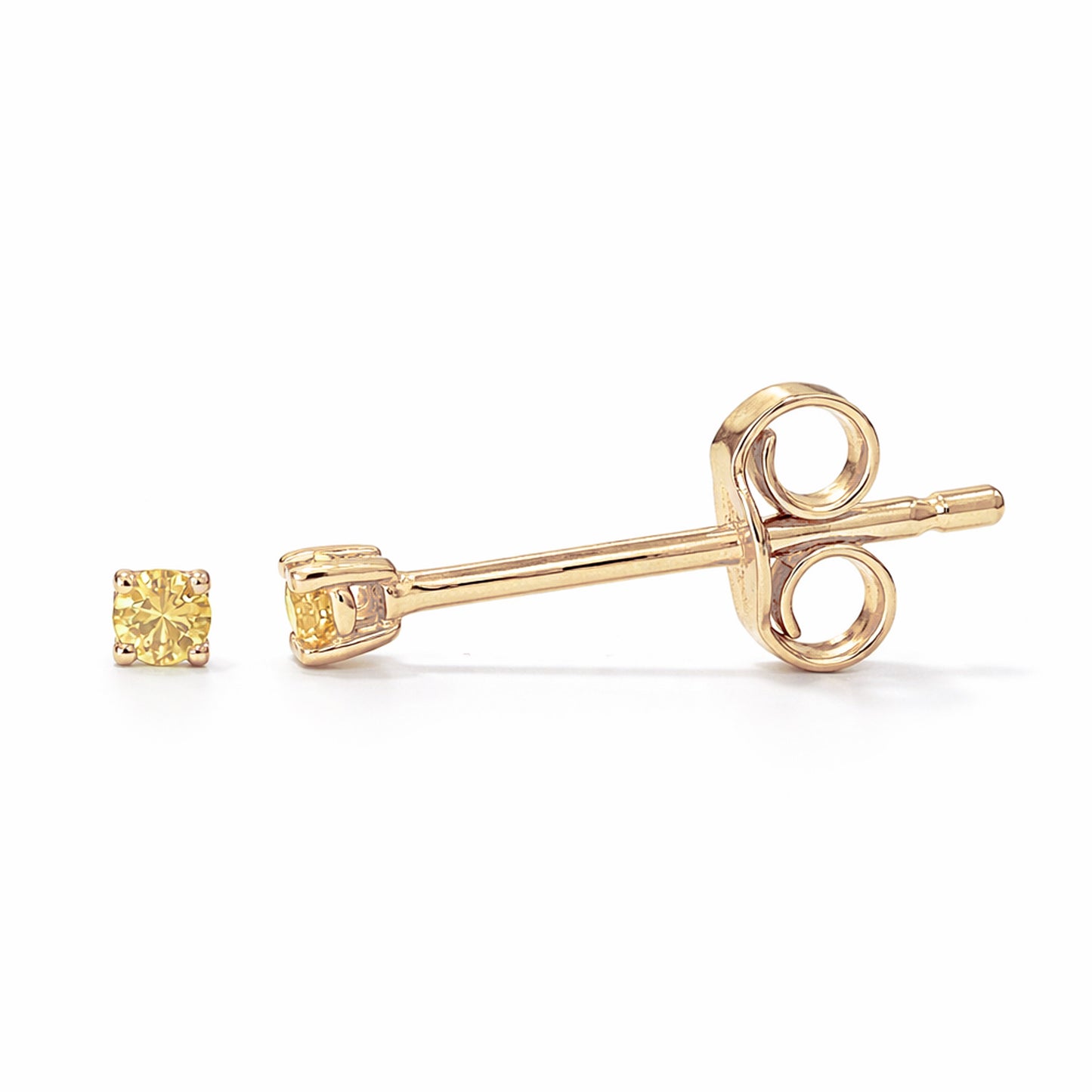 14K Gold 1mm Solitaire Yellow Sapphire 4 Prong Stud Earrings
