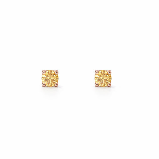 14K Gold 1mm Solitaire Yellow Sapphire 4 Prong Stud Earrings