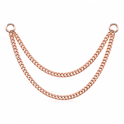 14K Gold Dangle Double Cuban Link Chain Earring Jacket