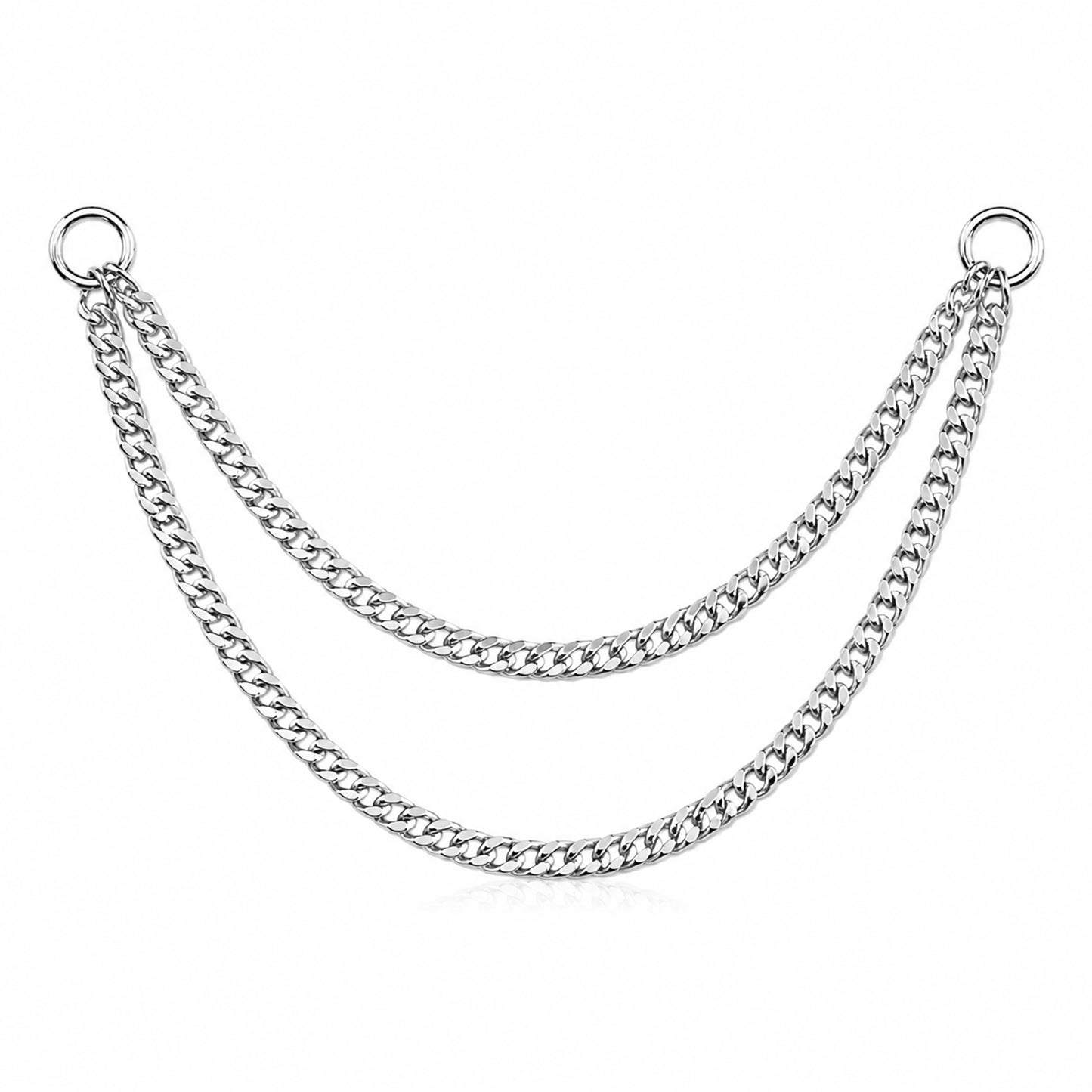 14K Gold Dangle Double Cuban Link Chain Earring Jacket
