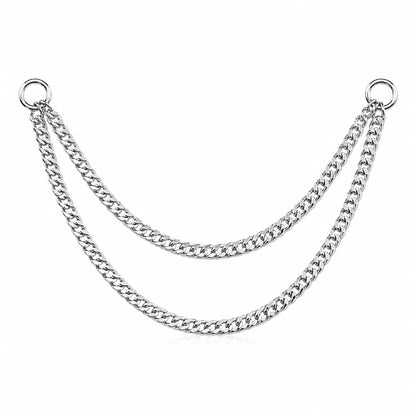 14K Gold Dangle Double Cuban Link Chain Earring Jacket