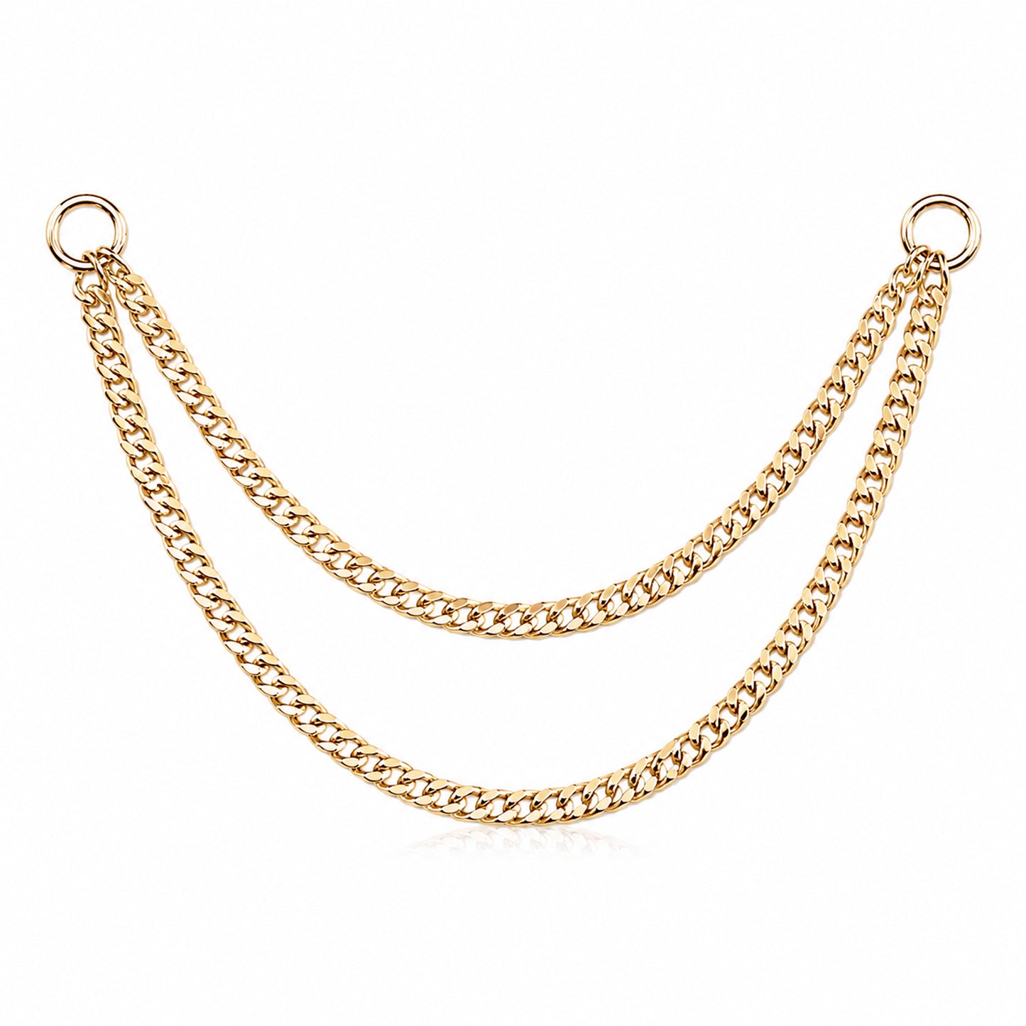 14K Gold Dangle Double Cuban Link Chain Earring Jacket