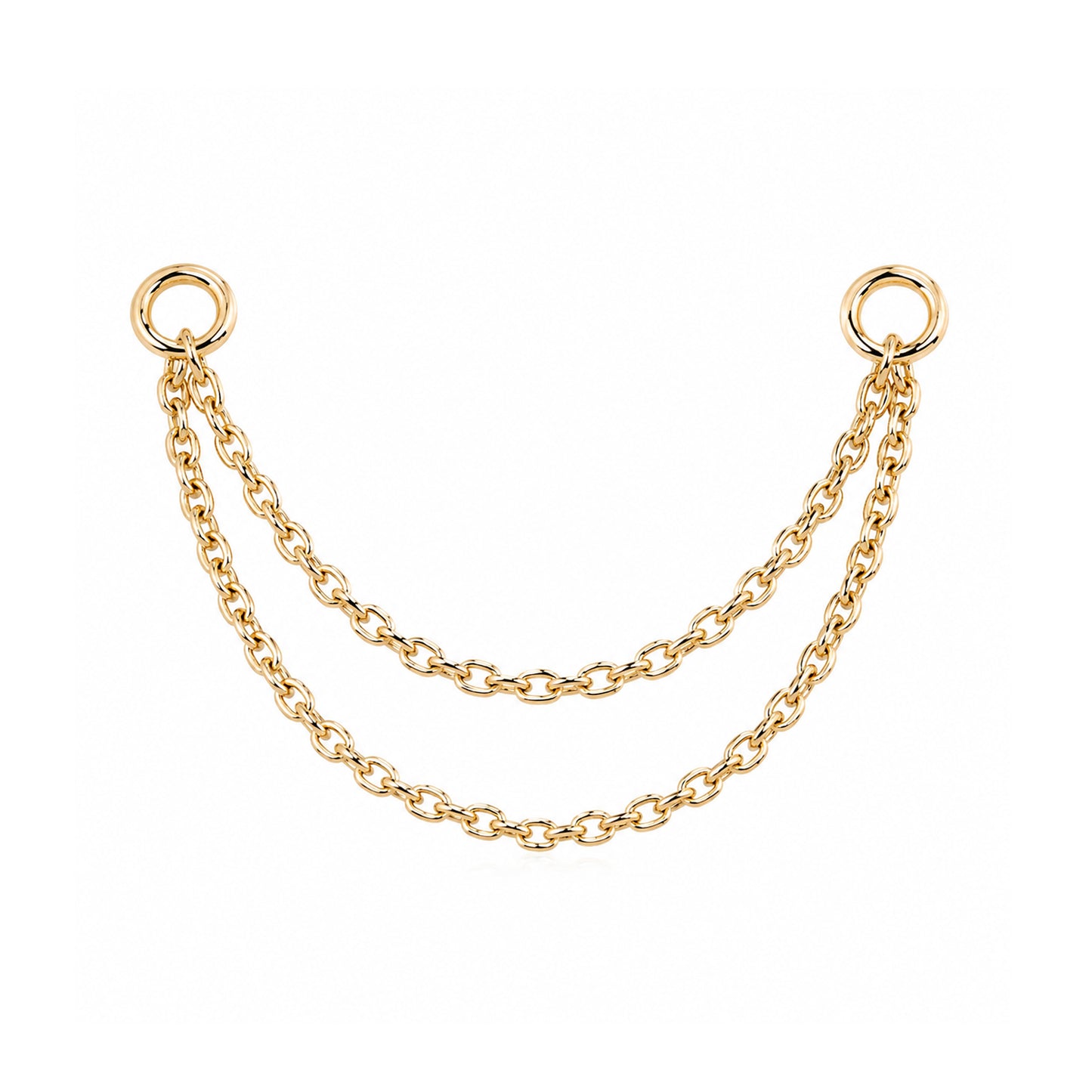 14K Gold Dangle Double Cable Chain Earring Jacket
