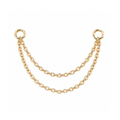 14K Gold Dangle Double Cable Chain Earring Jacket