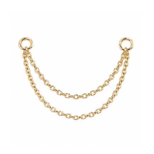 14K Gold Dangle Double Cable Chain Earring Jacket