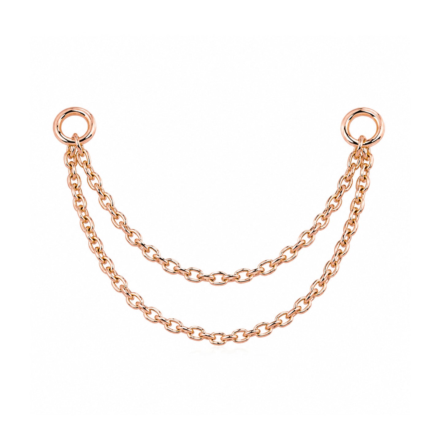 14K Gold Dangle Double Cable Chain Earring Jacket