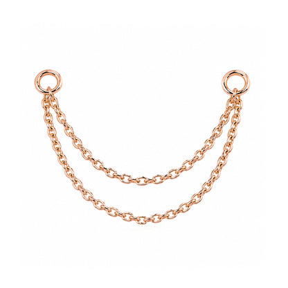 14K Gold Dangle Double Cable Chain Earring Jacket