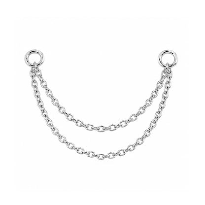 14K Gold Dangle Double Cable Chain Earring Jacket