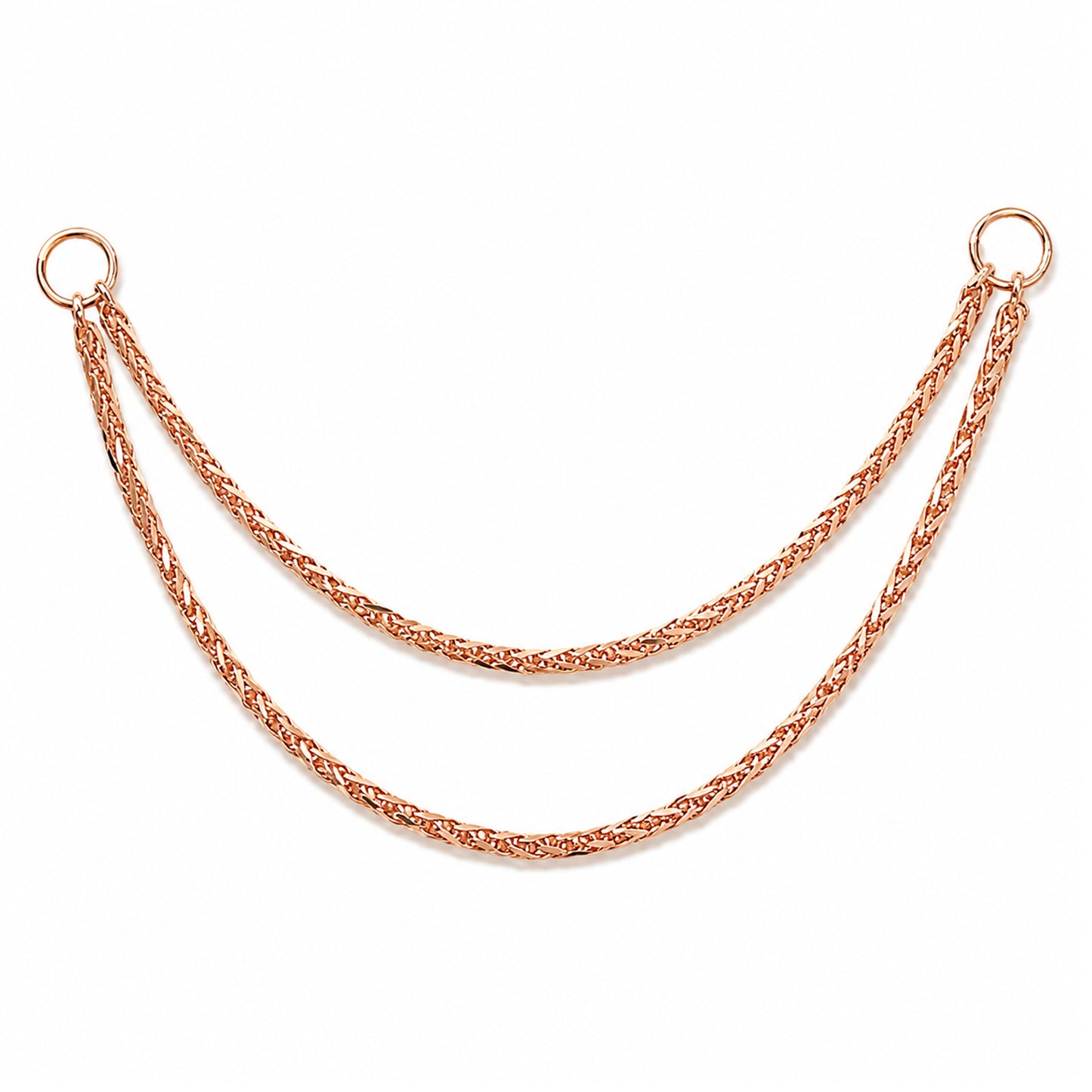 14K Gold Dangle Double Wheat Chain Earring Jacket