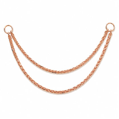14K Gold Dangle Double Wheat Chain Earring Jacket