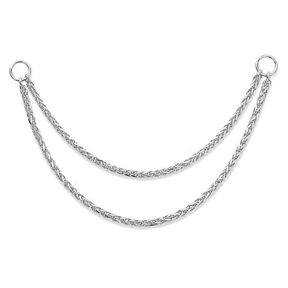 14K Gold Dangle Double Wheat Chain Earring Jacket