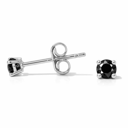 14K Gold 2mm Solitaire Black Diamond 4 Prong Stud Earrings