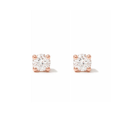 14K Gold 2mm Solitaire Diamond 4 Prong Stud Earrings