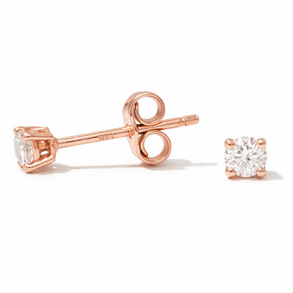 14K Gold 2mm Solitaire Diamond 4 Prong Stud Earrings