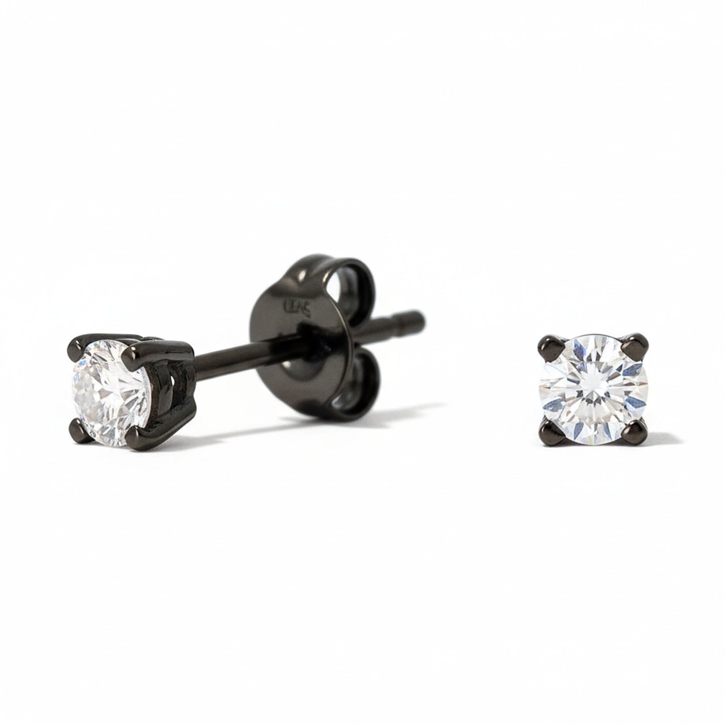14K Gold 2mm Solitaire Diamond 4 Prong Stud Earrings