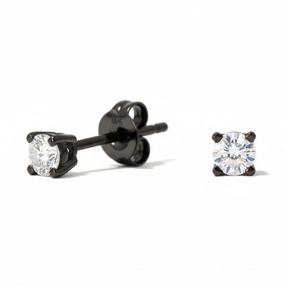 14K Gold 2mm Solitaire Diamond 4 Prong Stud Earrings