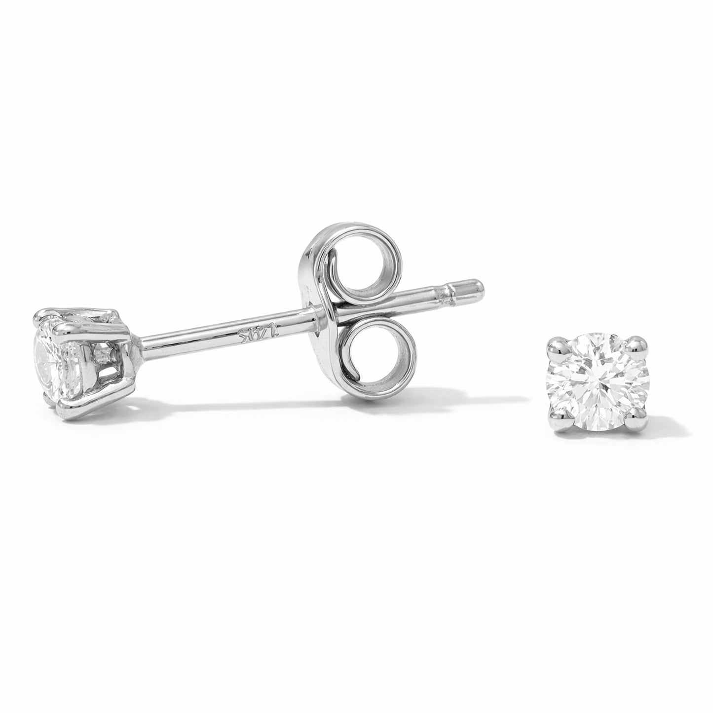 14K Gold 2mm Solitaire Diamond 4 Prong Stud Earrings