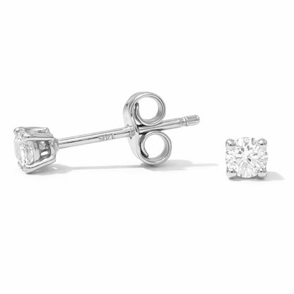 14K Gold 2mm Solitaire Diamond 4 Prong Stud Earrings