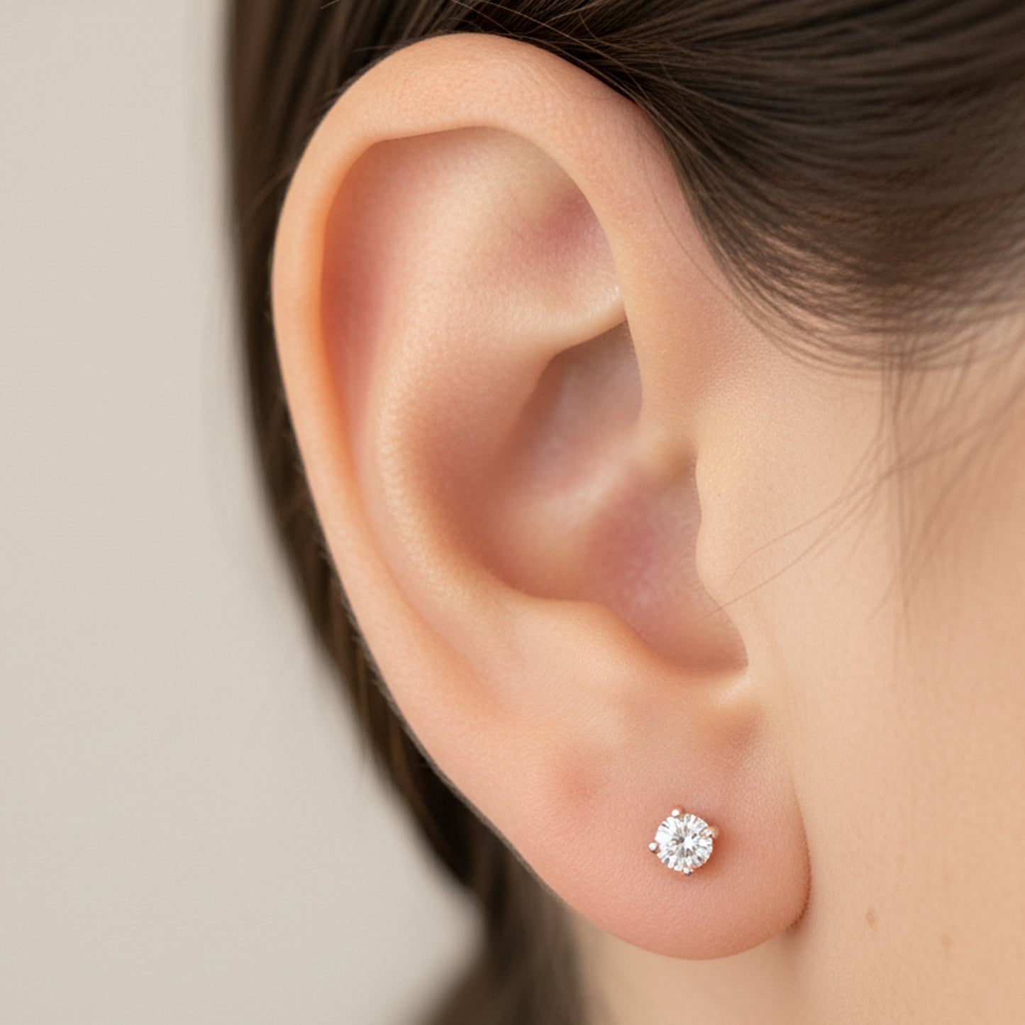 14K Gold 2mm Solitaire Diamond 4 Prong Stud Earrings