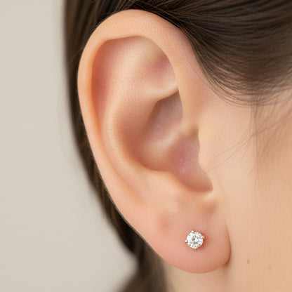 14K Gold 2mm Solitaire Diamond 4 Prong Stud Earrings