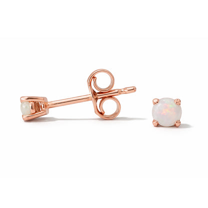 14K Gold 2mm Solitaire Opal Cabochon 4 Prong Stud Earrings