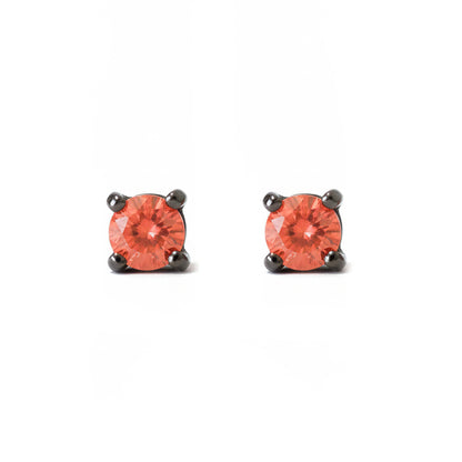 14K Gold 2mm Solitaire Orange Sapphire 4 Prong Stud Earrings