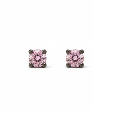14K Gold 2mm Solitaire Pink Sapphire 4 Prong Stud Earrings