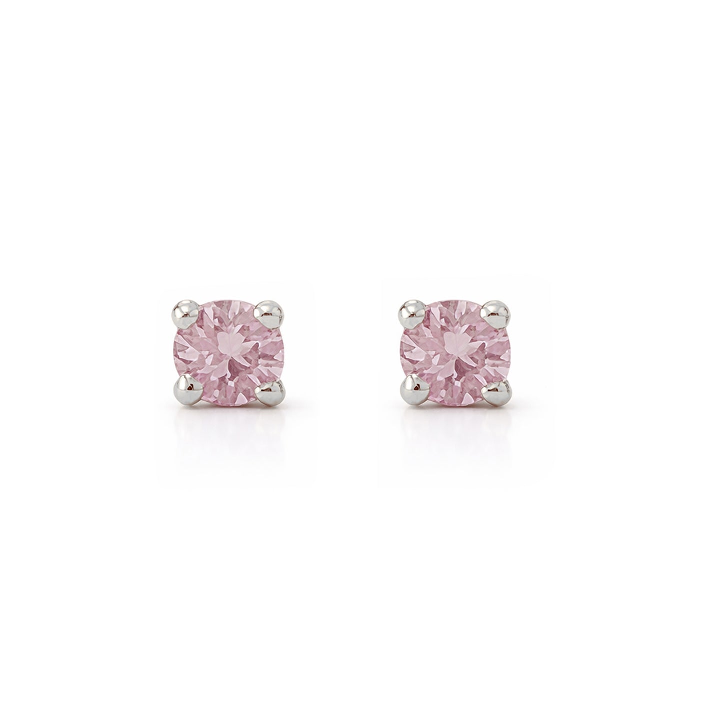14K Gold 2mm Solitaire Pink Sapphire 4 Prong Stud Earrings