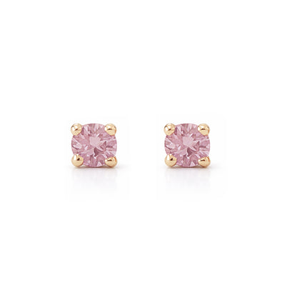 14K Gold 2mm Solitaire Pink Sapphire 4 Prong Stud Earrings