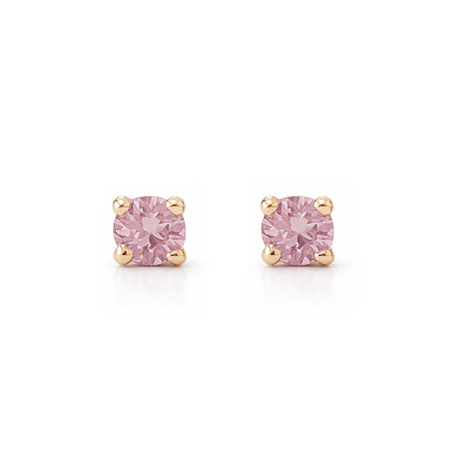 14K Gold 2mm Solitaire Pink Sapphire 4 Prong Stud Earrings
