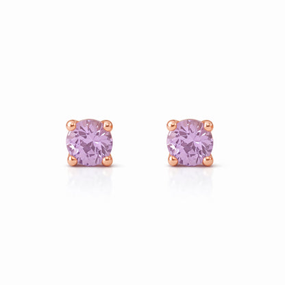 14K Gold 2mm Solitaire Purple Sapphire 4 Prong Stud Earrings