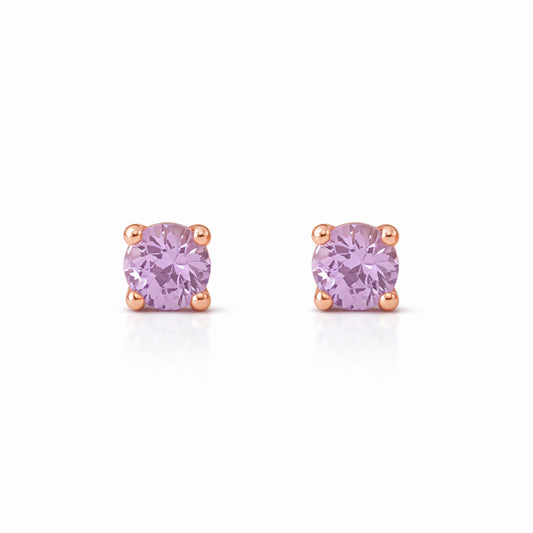 14K Gold 2mm Solitaire Purple Sapphire 4 Prong Stud Earrings