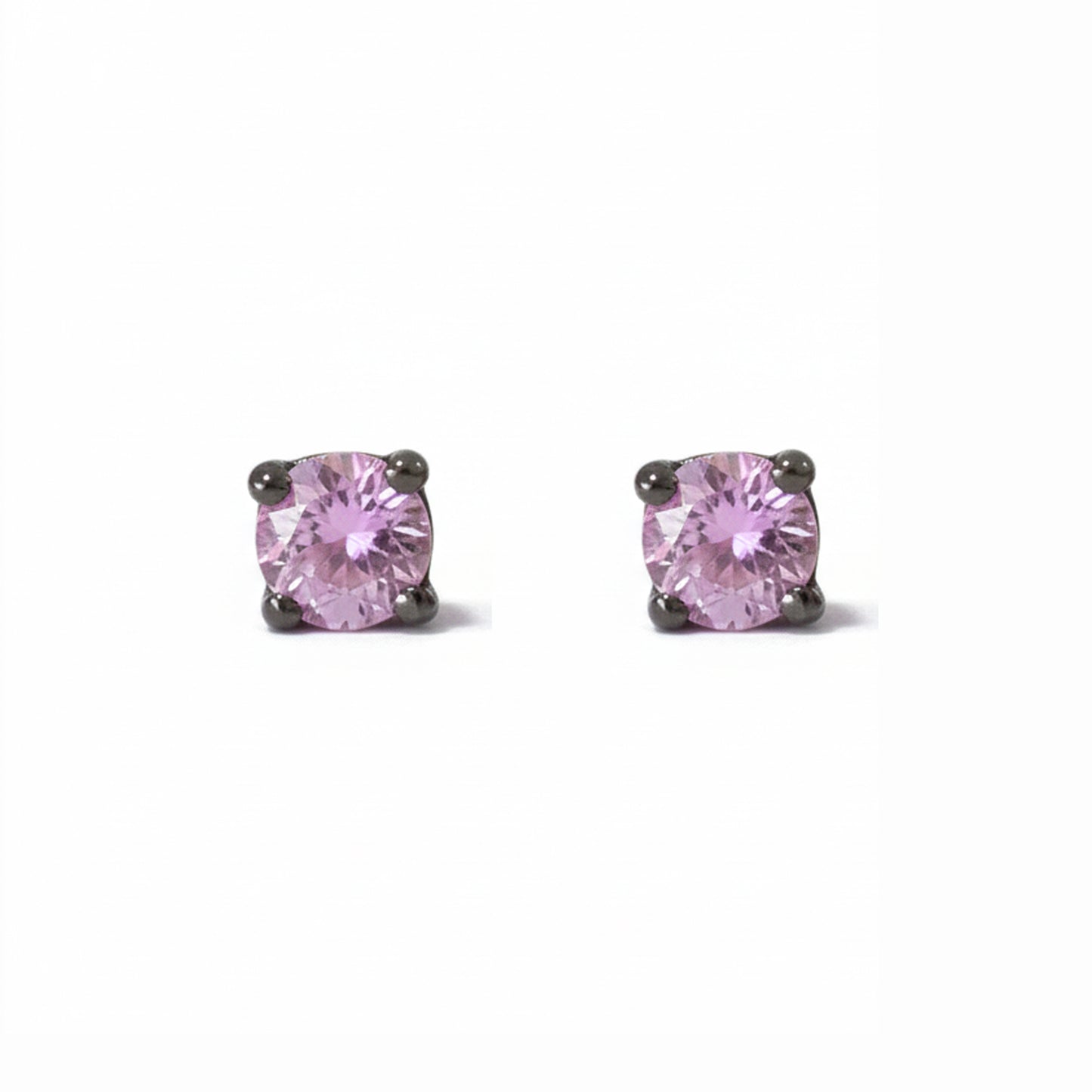 14K Gold 2mm Solitaire Purple Sapphire 4 Prong Stud Earrings