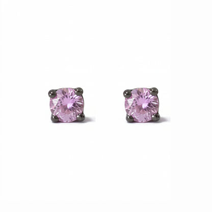 14K Gold 2mm Solitaire Purple Sapphire 4 Prong Stud Earrings