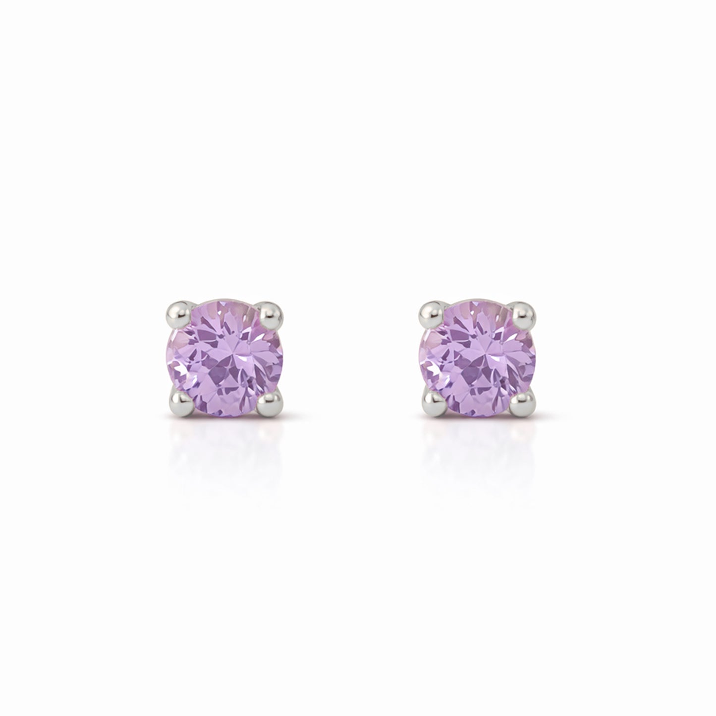 14K Gold 2mm Solitaire Purple Sapphire 4 Prong Stud Earrings