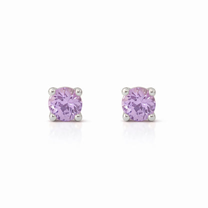14K Gold 2mm Solitaire Purple Sapphire 4 Prong Stud Earrings