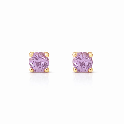 14K Gold 2mm Solitaire Purple Sapphire 4 Prong Stud Earrings