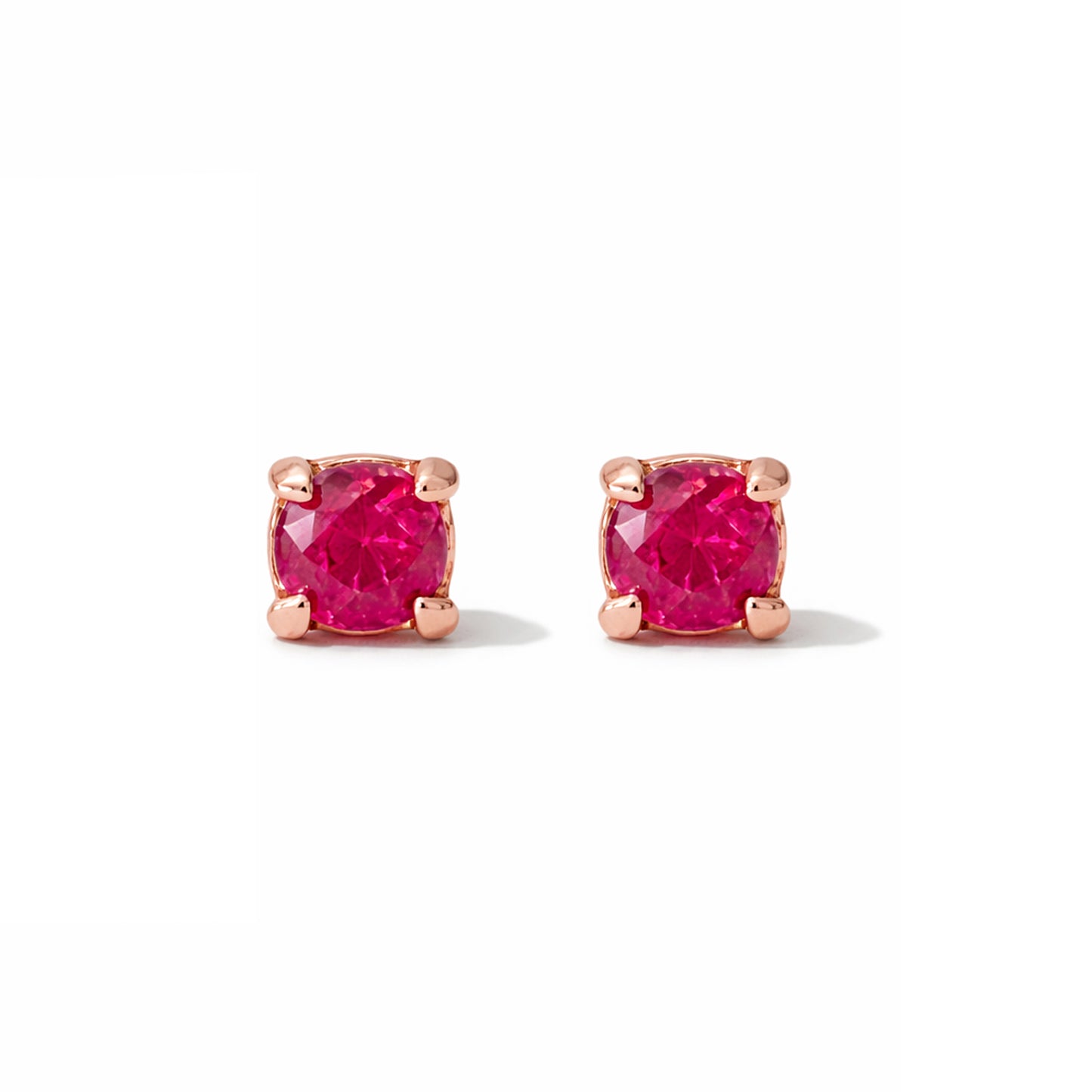 14K Gold 2mm Solitaire Ruby 4 Prong Stud Earrings