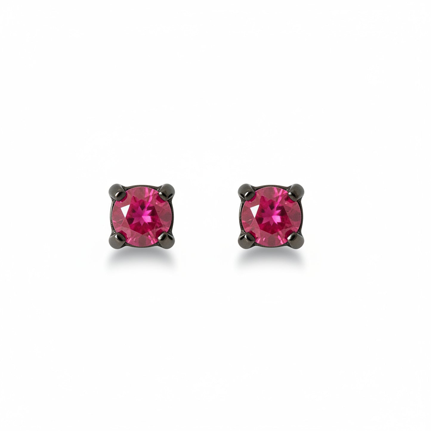 14K Gold 2mm Solitaire Ruby 4 Prong Stud Earrings