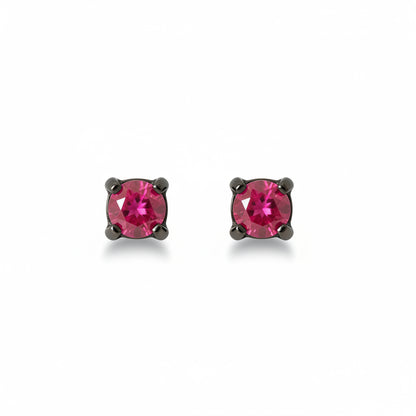 14K Gold 2mm Solitaire Ruby 4 Prong Stud Earrings