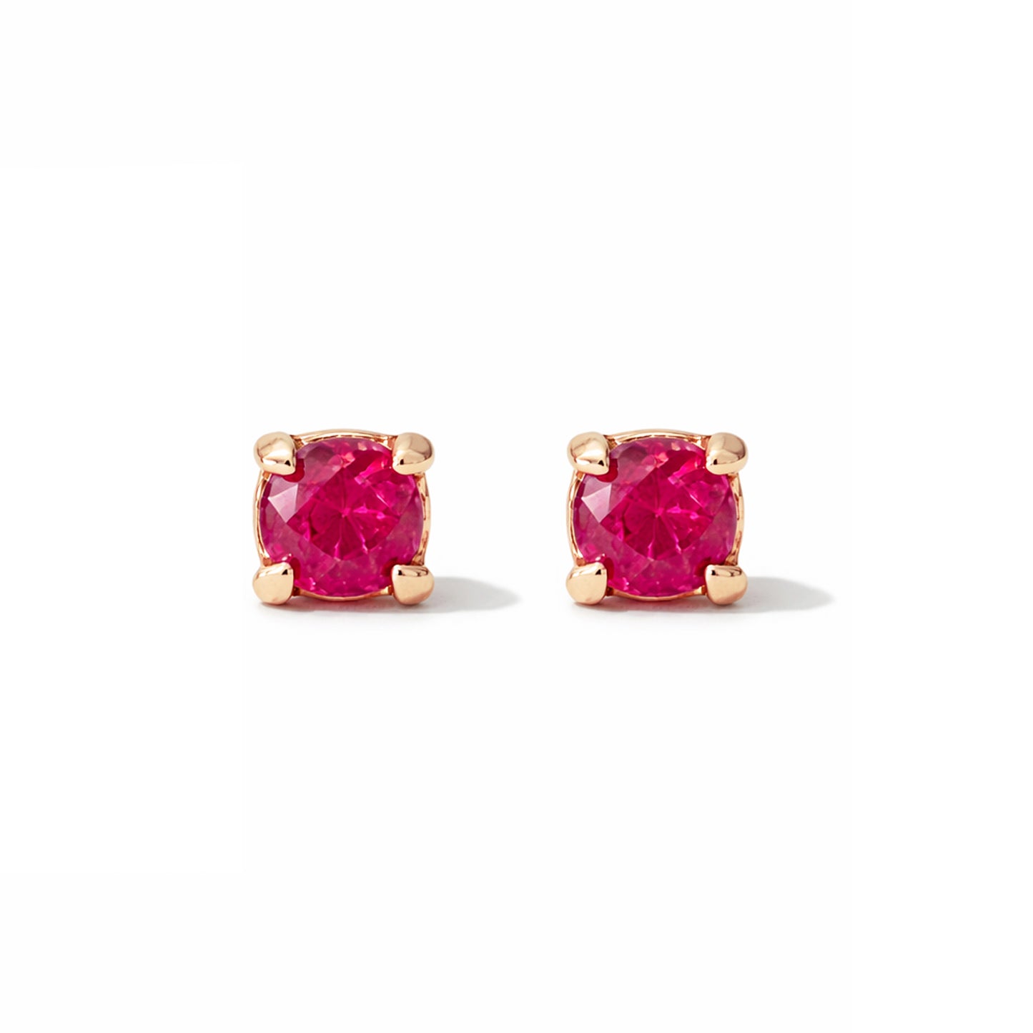 14K Gold 2mm Solitaire Ruby 4 Prong Stud Earrings