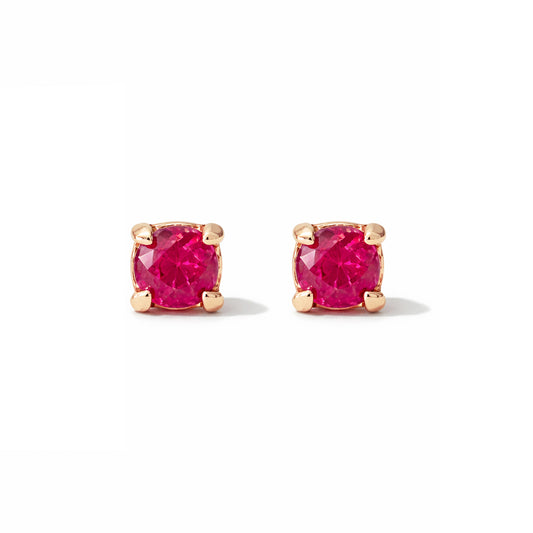 14K Gold 2mm Solitaire Ruby 4 Prong Stud Earrings