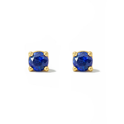 14K Gold 2mm Solitaire Sapphire 4 Prong Stud Earrings