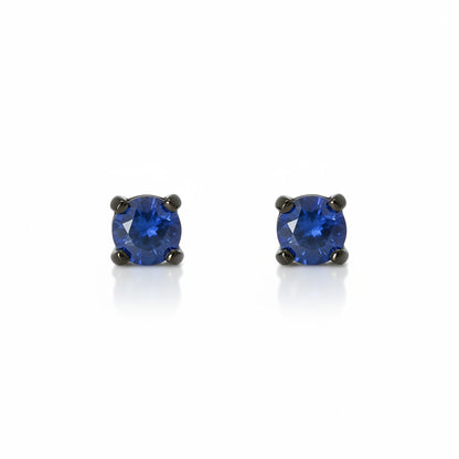 14K Gold 2mm Solitaire Sapphire 4 Prong Stud Earrings