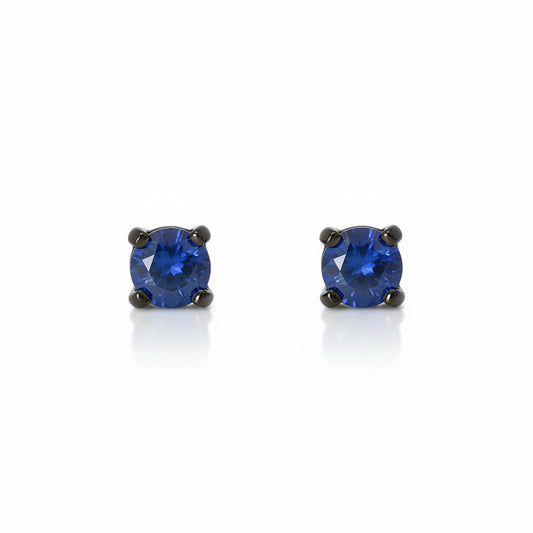 14K Gold 2mm Solitaire Sapphire 4 Prong Stud Earrings