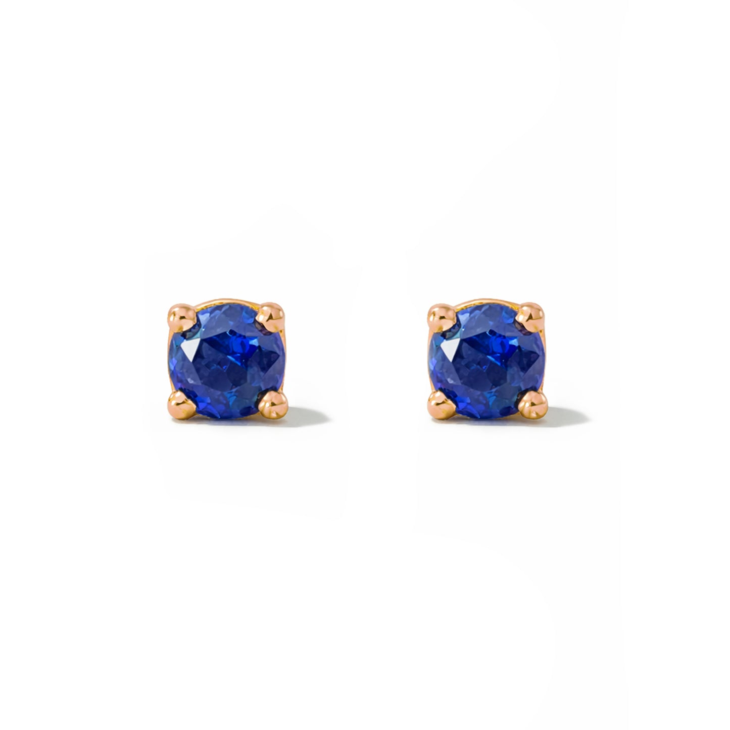 14K Gold 2mm Solitaire Sapphire 4 Prong Stud Earrings