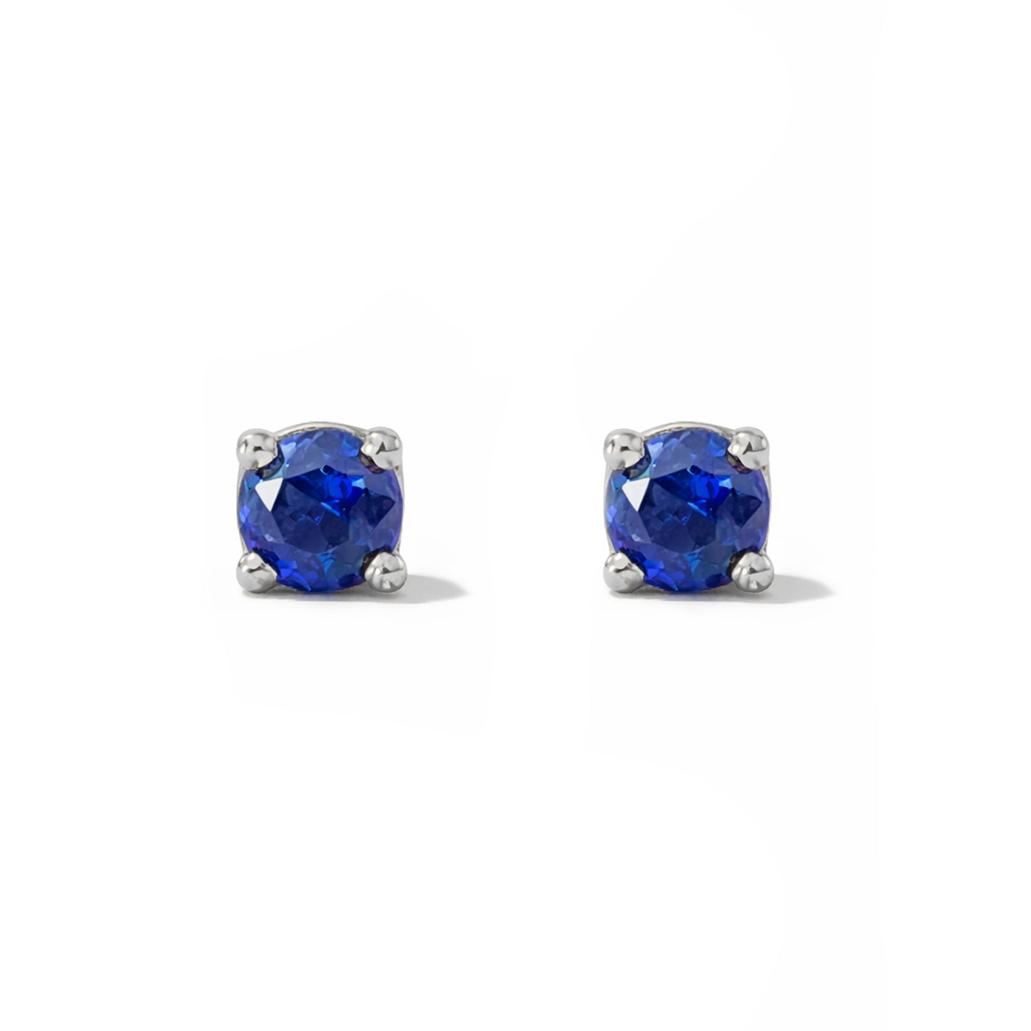 14K Gold 2mm Solitaire Sapphire 4 Prong Stud Earrings