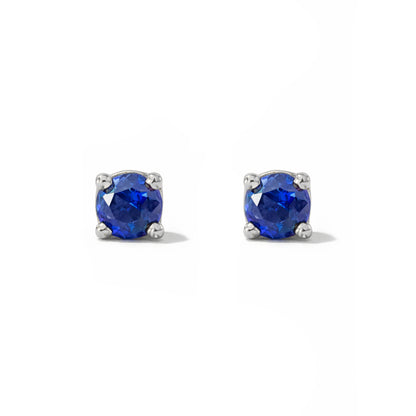 14K Gold 2mm Solitaire Sapphire 4 Prong Stud Earrings