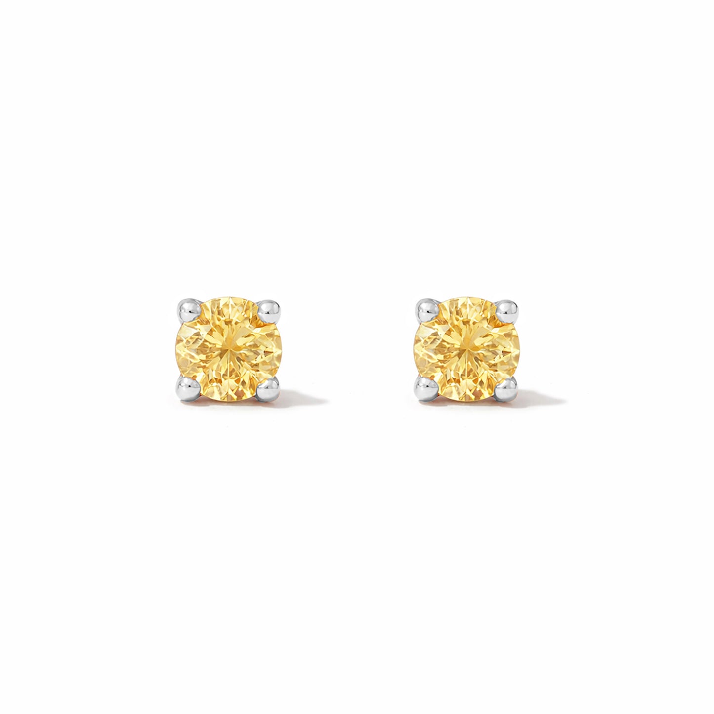 14K Gold 2mm Solitaire Yellow Sapphire 4 Prong Stud Earrings